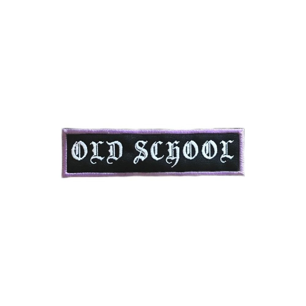 Old School Embroidered Patch Lavender Boarder Whi… - image 2